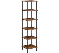 HOOBRO Bibliothèque Rétro à 6 Couches, Étagère de Rangement d'angle, Présentoir d'angle, Jardinière, Assemblage Facile, Pieds Réglables, pour Salon, Chambre, Cuisine, Marron Rustique, Noir EBF55CJ01