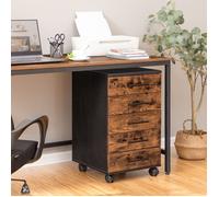 HOOBRO Caisson de bureau mobile 5 tiroirs Marron rustique 40x40x69 cm - métal