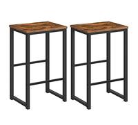 HOOBRO Chaises de Bar, Lot de 2, Tabourets Hauts, avec Repose-Pieds de Différente Hauteur, Cadre en Métal, Bords Biseautés, pour Cuisine, Salle à Manger, Salon, Marron Rustique, EBF34BY01