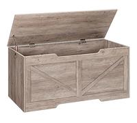 HOOBRO Coffre de Rangement, Banc de Rangement avec Couvercle en Bois, Solide, Stable, charnières de sécurité, Large Dessus, Armoire à Jouets, Banc à Chaussures, Grège EBG772CW01