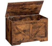 HOOBRO Coffre de rangement, Banc de Rangement avec Couvercle en Bois, Solide, Stable, charnières de sécurité, Large Dessus, Armoire à Jouets, Banc à chaussures, Marron Rustique EBF77CW01