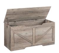 HOOBRO Coffre de Rangement, Banc de Rangement avec Couvercle en Bois, Solide, Stable, charnières de sécurité, Large Dessus, Armoire à Jouets, Banc à Chaussures, grège EBG771CW01