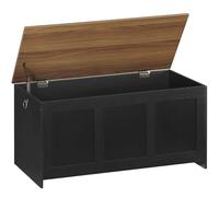 HOOBRO Coffre de Rangement, Coffre avec Charnière de Sécurité, Banc de Rangement, Boîte à Jouets avec Couvercle Rabattable, Boîte Polyvalente pour Chambre, Salon, Noyer Foncé et Noir EBH141CW01