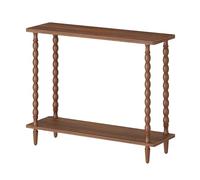 HOOBRO Console 100 cm de Long, Table d’Appoint 2 Niveaux, Table d’Entrée, Pieds en Bois Massif en Forme de Calebasse, Structure à Visser, pour Entrée, Couloir, Vestibule, Noyer Naturel EWL105XG01