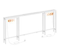 HOOBRO Console d’Entrée Étroite Hauteur Réglable 160-200 cm, 2 Multiprises | Table derrière Canapé, 160-200 x 15 x 80 cm, pour Derrière Canapé, Entrée et Couloir,Blanc