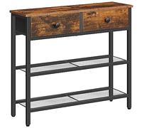 HOOBRO Console Meuble, 75 cm Table Console, d'Entrée avec 2 Tiroirs en Tissu, Table d’appoint, Bout de Canapé, pour Entrée, Salon, Style Industriel, Marron Rustique et Noir EBF72XG01