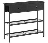 HOOBRO Console Meuble, 75 cm Table Console, d'Entrée avec 2 Tiroirs en Tissu, Table d’appoint, Bout de Canapé, pour Entrée, Salon, Style Industriel, Noir EBB72XG01