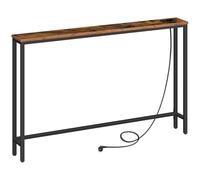 HOOBRO Console Meuble avec Multiprise (1 AC, 1USB-A, 1 Type-C), Table Console étroite avec Station de Charge, Bout de canapé, Table derrière Le canapé, pour Hall, Marron Rustique et Noir EBF15CXG01G1
