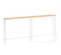 HOOBRO Console Meuble avec multiprise, Table Console avec Station de Charge, Bout de Canapé étroit, Console derrière Le canapé, pour entrée, Couloir, Hall, Blanc et Couleur Bois EWN185CXG01