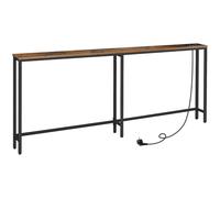 HOOBRO Console Meuble avec multiprise, Table Console avec Station de Charge, Bout de Canapé étroit, Console derrière Le canapé, pour entrée, Couloir, Hall, Marron Rustique et Noir EBF205CXG01