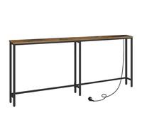 HOOBRO Console Meuble avec multiprise, Table Console avec Station de Charge, Bout de Canapé étroit, Console derrière Le canapé, pour entrée, Couloir, Hall, Marron Rustique et Noir EBF185CXG01