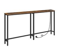 HOOBRO Console Meuble avec multiprise, Table Console avec Station de Charge, Bout de Canapé étroit, Console derrière Le canapé, pour entrée, Couloir, Hall, Marron Rustique et Noir EBF165CXG01