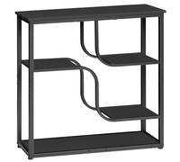 HOOBRO Console Meuble Étroite à 5 Étages, Table d’Entrée Style Industriel Rétro, pour Entrée, Salon, Couloir, Cadre en Fer et Plateau à Motifs de Bois, Noir EBB69XG01