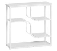 HOOBRO Console Meuble Étroite à 5 Étages, Table d’Entrée Style Industriel Rétro, pour Entrée, Salon, Couloir, Cadre en Fer et Plateau à Motifs de Bois, Blanc EWW69XG01