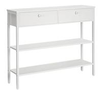 HOOBRO Console Meuble, Table Console, Table d'Entrée avec 2 Tiroirs, Table d’appoint 2 Niveaux, Bout de Canapé avec Cadre Stable, pour Entrée, Salon, Style Industriel, Blanc EWW32XG01