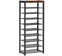 HOOBRO Étagère à Chaussures à 10 Niveaux, Meubles à Chaussures, Porte-Chaussures, avec 9 étagère en Maille Amovibles, Peu encombrant, pour Entrée, Couloir, Salon EBF40XJ01
