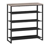 HOOBRO Étagère à Chaussures, Porte-Chaussures Industriel à 5 Niveaux avec 4 étages en Tissu Oxford et 1 étage en Panneau, Contient 16-20 Paires, pour entrée, Couloir, Gris Patiné EBG50XJ01
