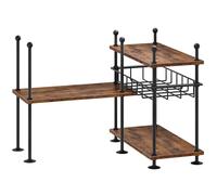 HOOBRO Étagère d’Angle de Cuisine Réglable à 4 Niveaux avec Tringle et Pieds Ajustables, 3 Modes d’Installation, pour Placard, Plan de Travail, Salle de Bain, Bureau, Marron Rustique et Noir EBF21TL01