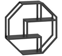 HOOBRO Étagère de Rangement Suspendue à 4 Niveaux, Étagère Murale Décorative en Aggloméré, Cadre Métallique Robuste, pour Salon, Chambre, Cuisine, Bureau, Noir EBK67BJ01