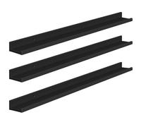 HOOBRO Étagères Flottantes, Étagères Murales, Lot de 3, Étagères Suspendues de 90 cm avec barrières surélevées et Attaches Invisibles, pour Salle de Bain, Chambre, Bureau, Noir EBK90BJ01