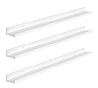 HOOBRO Étagères Flottantes, Étagères Murales, Lot de 3, Étagères Suspendues de 90 cm avec barrières surélevées et Attaches Invisibles, pour Salle de Bain, Chambre, Bureau, Blanc EWT90BJ01