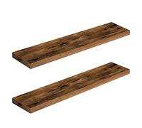 HOOBRO Étagères Murales, Lot de 2, Tablettes Flottantes, Suspendues, avec Supports Cachés, Longueur 100 cm, pour Salle de Bain, Chambre, Toilettes, Cuisine, Bureau, Marron Rustique EBF100BJP201G2