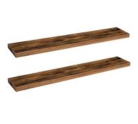 HOOBRO Étagères Murales, Lot de 2, Tablettes Flottantes, Suspendues, avec Supports Cachés, Longueur 120 cm, pour Salle de Bain, Chambre, Toilettes, Cuisine, Bureau, Salon, Marron Rustique EBF120BJP201