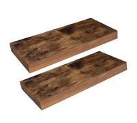 HOOBRO Étagères Murales, Lot de 2, Tablettes Flottantes, Suspendues, avec Supports Cachés, Longueur 40 cm, pour Salle de Bain, Chambre, Toilettes, Cuisine, Bureau, Salon, Marron Rustique EBF40BJ01