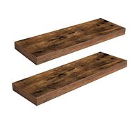 HOOBRO Étagères Murales, Lot de 2, Tablettes Flottantes, Suspendues, avec Supports Cachés, Longueur 60 cm, pour Salle de Bain, Chambre, Toilettes, Cuisine, Bureau, Salon, Marron Rustique EBF60BJ01