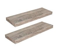 HOOBRO Étagères Murales, Lot de 2, Tablettes Flottantes, Suspendues, avec Supports Cachés, Longueur 60 cm, pour Salle de Bain, Chambre, Toilettes, Cuisine, Bureau, Salon, Grège EBG60BJ01G1