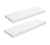 HOOBRO Étagères Murales, Lot de 2, Tablettes Flottantes, Suspendues, avec Supports Cachés, Longueur 60 cm, pour Salle de Bain, Chambre, Toilettes, Cuisine, Bureau, Salon, Blanc EWT60BJ01