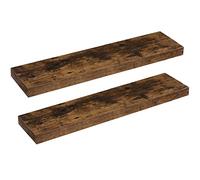HOOBRO Étagères Murales, Lot de 2, Tablettes Flottantes, Suspendues, avec Supports Cachés, Longueur 80 cm, pour Salle de Bain, Chambre, Toilettes, Cuisine, Bureau, Salon, Marron Rustique EBF80BJP201