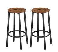HOOBRO Lot de 2 Tabourets de Bar, Tabourets de Cuisine avec Repose-Pieds, Chaises Hautes, Cadre en Métal Robuste, pour Restaurants, Cuisines, Bars et Soirée, Marron Rustique et Noir EBF03BY01