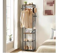 HOOBRO Meuble d’Entrée, Porte-Manteaux avec Étagères à Chaussures, Étagère de Rangement 2-en-1, Meuble d’Entrée avec 8 crochets