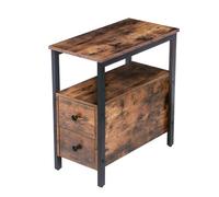 Hoobro - Nachttisch, Beistelltisch, Nachtschrank Mit 2 Schubladen, 48 X 30 X 61 Cm, Akzentmöbel In Holzoptik, Industriestil Ebf548bz01g2