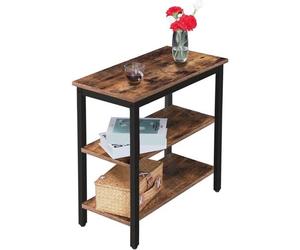 Hoobro - Nachttisch, Beistelltisch, Nachttische, Mit 3 Ablage, Sofatisch Industriestil, Nachtschrank, Schlafzimmer, Wohnzimmer, Küche, Einfach Zu Montieren, Metallrahmen, Vintage Ebf14bz01