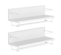 HOOBRO Porte-Bouteilles de Vin Murals Lot de 2, Porte-Bouteilles Suspendus, Porte-Verres, pour Salon, Salle à Manger, Cuisine, Blanc EWW28BJ01