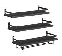 HOOBRO Porte-Bouteilles de Vin Murals, Lot de 3, Porte-Bouteilles Suspendus, Porte-Verres, pour Salon, Cuisine, Noir EBB34BJ01