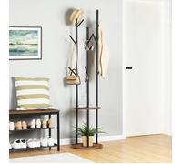 HOOBRO Porte-manteaux sur pied 8 crochets 2 étagères Marron rustique 175 cm - Vestiaire autoportant