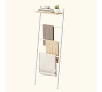 HOOBRO Porte-Serviettes, Étagère Échelle, 41 x 20 x 156 cm, Petits Espaces, Stable, praktisch, pour couvertures, vêtement, journaux, Blanc et Couleur Bois EWN73CJ01G1