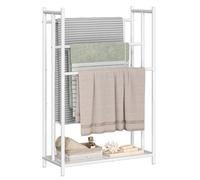 HOOBRO Porte-Serviettes sur Pied Autoportant, Étagère de Rangement à 3 Niveaux en Forme d’Échelle, Grille Inférieure et Pieds Réglables, pour Salle de Bain, Chambre, Salon, Blanc EWT09LB01
