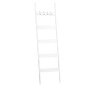 HOOBRO Porte-Serviettes sur Pied, Échelle à 5 Niveaux avec 4 Crochets, Porte-Couvertures, Porte-Couette, Étagère Murale avec Rayon de Rangement, pour Couvertures, Blanc EWW52CJ01