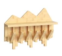 HOOBRO Portemanteau Mural Pliant en Bambou, 6 Patères, Étagère Suspendue avec 1 Plateau, Étagère de Rangement, pour Manteaux, Clés, Chapeaux, Entrée, Couloir, Salon, Chambre, Bambou EYL46YM01