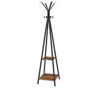 HOOBRO Portemanteau sur Pieds, Meuble d’Entrée, Vestiaire, Portant à Vêtements, avec 8 Crochets et 2 Planches, 42 x 42 x 179 cm, Stable, Style Industriel, pour vêtements, Chapeaux, Sacs EBF84YM01
