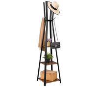 HOOBRO Portemanteau sur Pieds, Vestiaire, Portant à Vêtements, Porte-manteaux vintage, avec 4 Crochets et 3 étagères, Stable, Style Industriel, pour Vêtements, Chapeaux, Sacs, Entrée, Salon, EBF82YM01