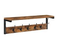 HOOBRO Portemanteaux mural, Portemanteaux Patères, Étagère murale avec 7 Crochets, Portant à Vêtement, Étagère Rangement, pour Entrée, Chambre, Salle de Bain, Marron rustique et Noir EBF16YM01