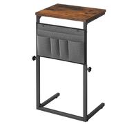 HOOBRO Table Basse en Forme de C, Table d’Appoint, Table Canapé avec 5 Poches de Rangement en Tissu Oxford, pour Salon, Chambre, Salle de Bains, Marron Rustique et Noir EBF77SF01