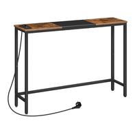 HOOBRO Table Console, Console Meuble étroite, Table élancée derrière Le canapé, Table d’Entrée avec Prise et Ports USB, Salon, Hall, Couloir, Bureau, Marron Rustique et Noir EBF114CXG01