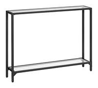 HOOBRO Table Console en Verre, 100 cm Table d'Entrée, Bout de Canapé en Verre Trempé, Robuste, Montage Facile, pour Salon, Entrée, Couloir, Noir et Transparent EBK04XG01