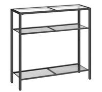 HOOBRO Table Console en Verre, 75 cm Table d'Entrée avec Trois Étagères, Bout de Canapé en Verre Trempé, Robuste, Montage Facile, pour Salon, Entrée, Noir EBK21XG01G1